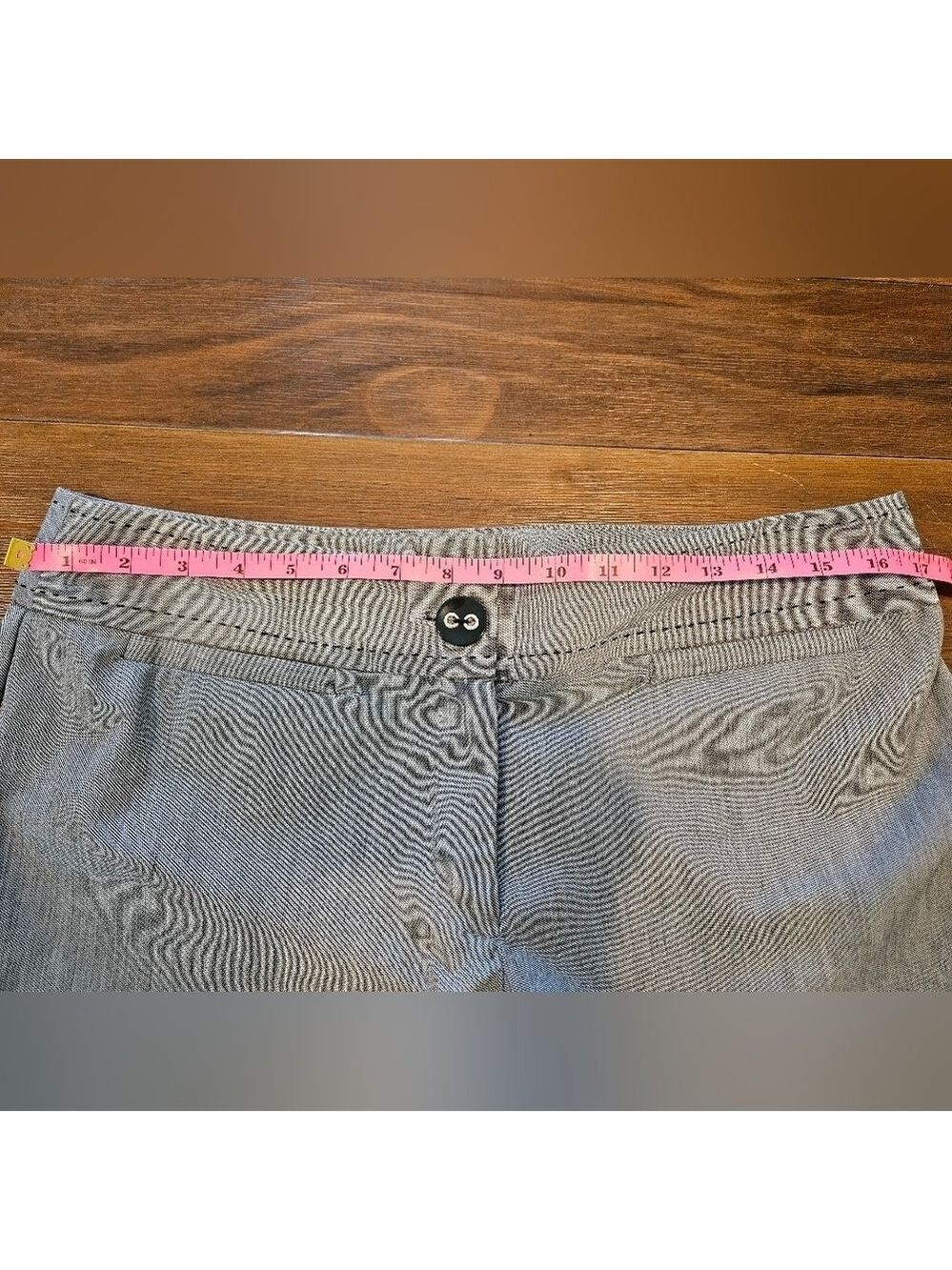 STUDIO 1940 WOMEN'S GREY FLARED MID-RISE PANTS BLACK WAISTBAND STITCHING SIZE 12 - Picture 6 of 8